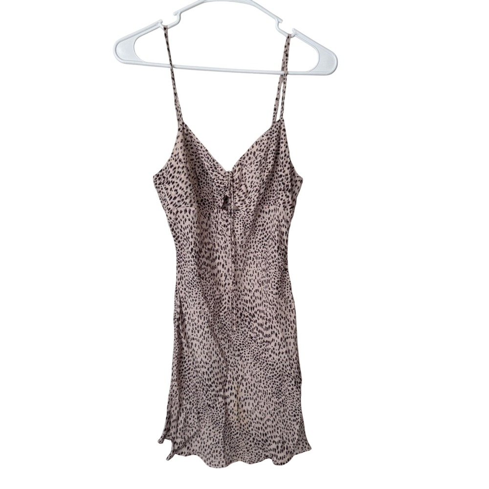 Cotton Candy LA Cheetah Print Mini Dress Small V-Neck Tie Front‎ Keyhole